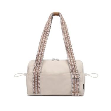 Imagem de Pequena bolsa de ginástica para mulheres, rosa com compartimento molhado, leve, impermeável, fofa para meninas, treino, esportes, viagens, Alças bege, Para meninas e mulheres, esportes, ioga e dança