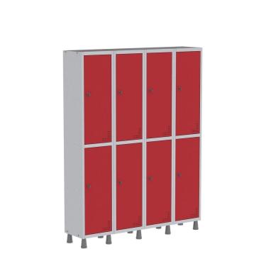 Imagem de Roupeiro Aco Light 4v 08 Portas Gr304/8pri Cinza/Vermelho