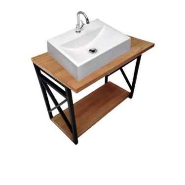 Imagem de Gabinete Balcão Armário Nicho Estilo Industrial P/ Banheiro - Omega