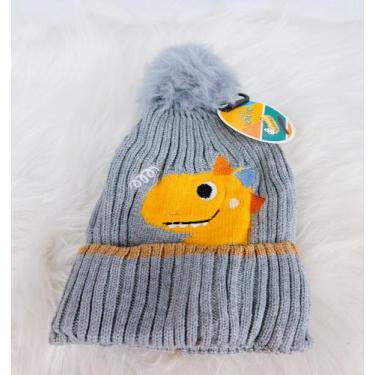Imagem de Gorro Touca Dinossauro Forrado Infantil (2 ao 7 anos) Menino Para Frio