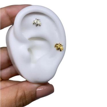 Imagem de Piercing Abelha Prata 925 Original Tragus Cartilagem Hélix - RaraSteel