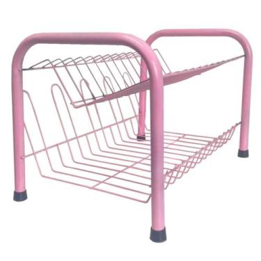 Imagem de Escorredor De Louças 13 Pratos 5 copos Multiuso Design Rosa Sofisticad