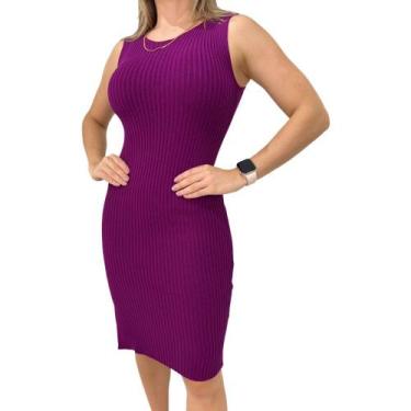 Imagem de Vestido Feminino Midi Canelado Basico Trico Modal Verão - Calu Tricot,