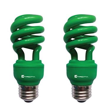 Imagem de Xtricity CFL Lâmpadas verdes fluorescentes compactas coloridas, T2 espiral, 13W (equivalente a 60 watts), base média E26 lâmpada verde externa 120 V, certificação UL, verde (pacote com 2)