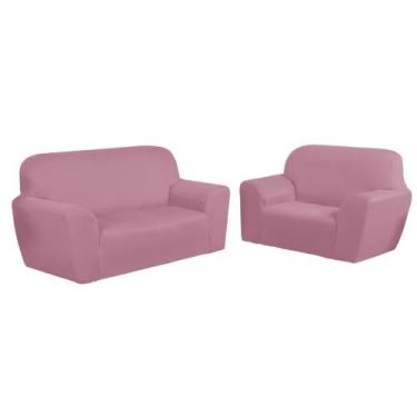 Imagem de Kit Capas Para Sofá 3x2 Lugares Lisa Sem Elástico Luxo - Dennis Confec
