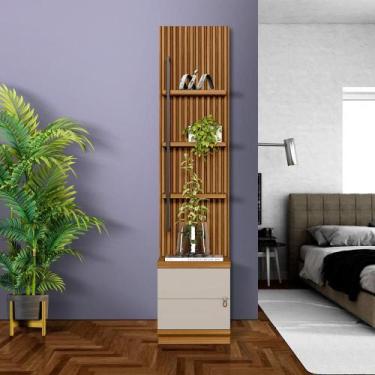 Imagem de Armário Multiuso Para Quarto Ripado 1 Porta Nature Off White Shop Jm -