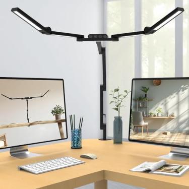 Imagem de Luminária de mesa Architect com 5 barras de luz para escritório em casa, luz de mesa LED de 82,5 cm de comprimento com braçadeira, lâmpada de monitor de computador dobrável de 24 W de altura com braço