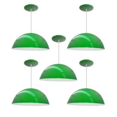 Imagem de Kit 5 Luminária Pendente Meia Lua 34cm Com Interior Branco Brilho Com 