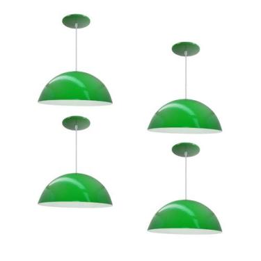 Imagem de Kit 4 Luminária Pendente Meia Lua 50cm Interior Branco Brilho Com Fiaç