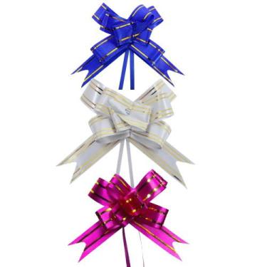 Imagem de Kit 200 Laços Fácil Com fitilho Dourado 12 mm Sortidos - HNEmbalagens