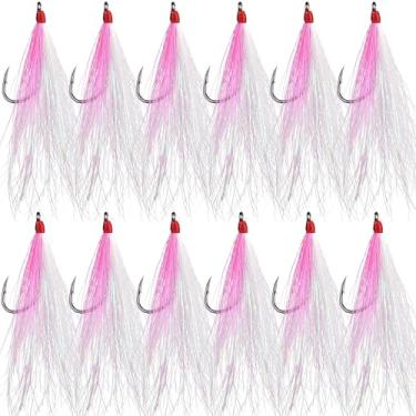 Imagem de Bucktail Teasers Ganchos de pesca de água salgada Linguado de Aço de Alto Carbono Ganchos de Pesca Bucktail Mylar Teasers Inseridos para Catfish Bacalhau Linguado Hi/Lo Rig