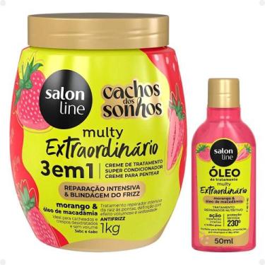 Imagem de Kit Salon Line Multy Extraordinário: 1 Creme 3 em 1 e 1 Óleo Morango
