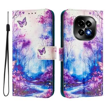 Imagem de Capa carteira para Realme C63 5G, 3 compartimentos para cartão, 1 compartimento para dinheiro, capa flip de couro PU com padrão fofo, capa com fivela magnética à prova de choque, compatível com sem