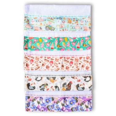 Imagem de Kit 10 Panos De Prato Copa Prato Barrado Pé De Galinha Com Bainha - Pa