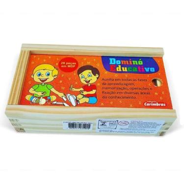 Imagem de Domino silábico educativo madeira infantil pedagógico 28 pçs - CARIMBR