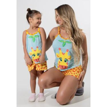 Imagem de Kit Pijama Mãe E Filha Girafa Baby Doll Verão - RLC Modas, M E 6 ANOS