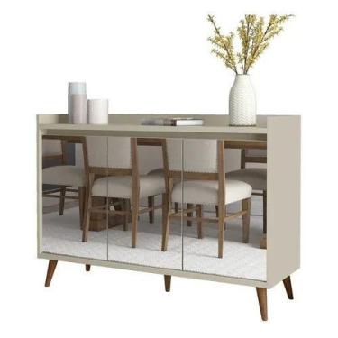 Imagem de Buffet delux delta classico com espelho 3 portas off white - Village M