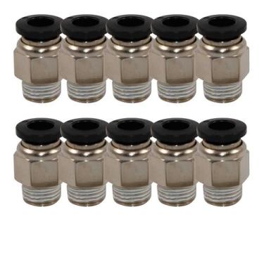Imagem de Kit 10 Conexão Pneumática Engate Rápido 1/8NPTx8mm-Cód.8332 - ASLLAN