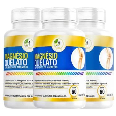 Imagem de KIT C/3 Suplemento Magnésio Quelato 60 Cápsulas - Fits Life