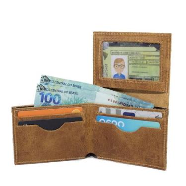 Imagem de Carteira Em L Masculina em Couro Pequena Couro Porta Cartão Cnh - Pamp