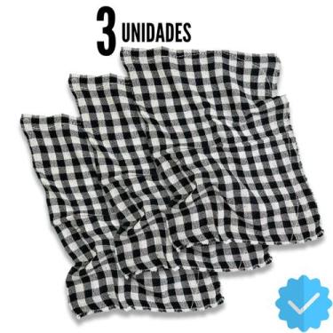 Imagem de 3 Panos De Chão XADREZ PRETO Premium Atacado Grande  - Saco Qualidade 