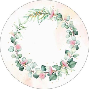 Imagem de Painel De Festa Redondo 1,50x1,50 - Circulo Folhagens e Flores 182 - V