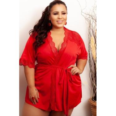 Imagem de Robe Feminino em Liganete Plus Size - Ousadia Lingerie e Moda Praia, V