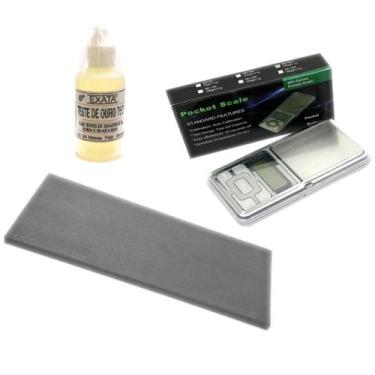 Imagem de Kit Verifica se é Ouro - Pedra Grande + Ácido 18k + Balança 500g - EXA