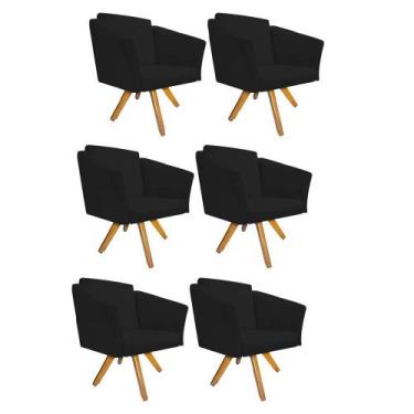 Imagem de Kit 06 Poltrona Cadeira Decorativa  Win Base Giratória Sala de Estar R