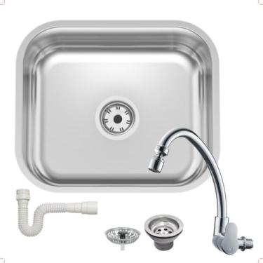 Imagem de Cuba Cozinha Fosca Tramontina Standard 40x34x14 Fosca + Torneira Herc 