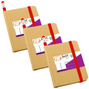 Imagem de Kit 3x Mini Cadernetas 7x11cm 70 Folhas Sem Pauta Eco Begônia TopGet, 