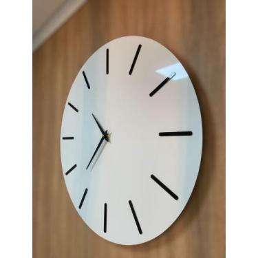 Imagem de Relógio parede branco 50cm redondo clean, com marcadores em 3d. - Moda