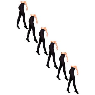 Imagem de Kit com 6 Meias Calças Fio 80 Opaca Loba 5858-001 - LUPO, Preto, P