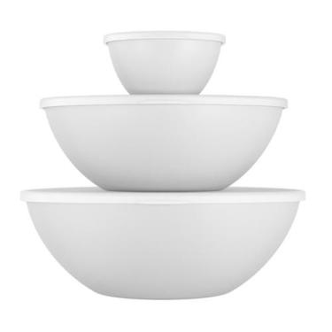 Imagem de Kit 3pc Pote Mantimento Plástico c/ Tampa Marmita Vasilha Organizadora