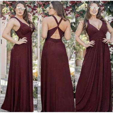 Imagem de Vestido Longo Cruzado Nas Costas Soltinho Abaixo Do Busto - innvistamo