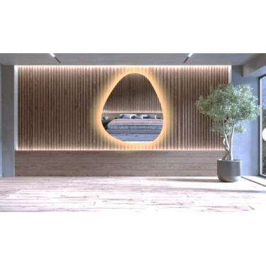 Imagem de Espelho orgânico decorativo iluminado com led quente 80x90cm - Woodgla
