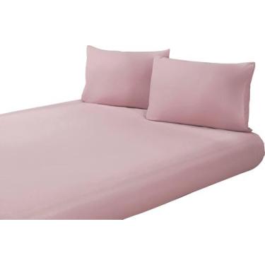 Imagem de Roupa De Cama Amor King Lençol Avulso Com Elástico Cores Lisas Hotel -