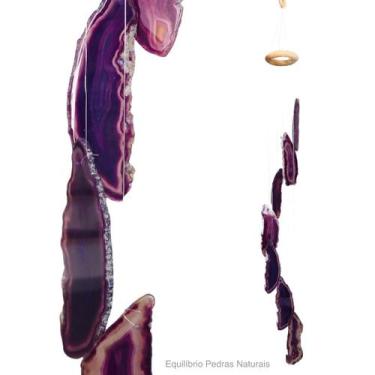 Imagem de Mensageiro Sino Dos Ventos Móbile Ágata Roxa 7 Pedras - Equilíbrio Ped