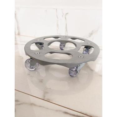 Imagem de Suporte para vaso de alumínio fundido com rodinhas de silicone 30cm - 