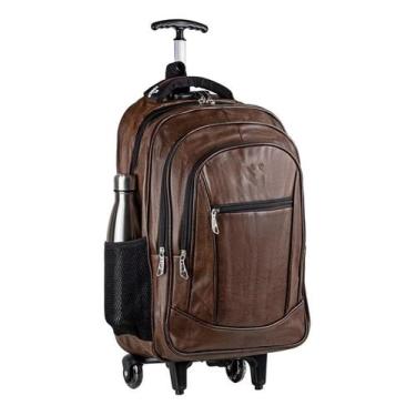 Imagem de Mochila Rodinha Carrinho Escolar Couro Reforçada Antifurto - PIETRIX, 