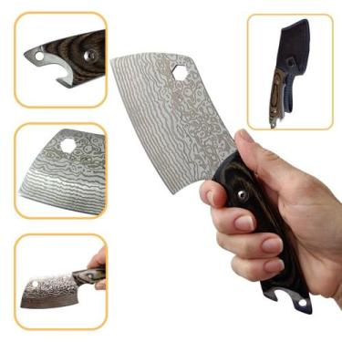 Imagem de Faca Cutelo Inox Fulltang Camping Churrasco Pesca Com Bainha - TOP CAS