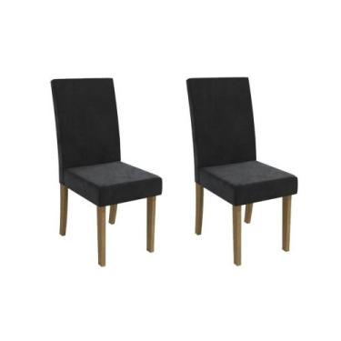 Imagem de Cadeira de Cozinha 2CAD131 Kit 2 Un Canela/Suede Preto - Kappesberg