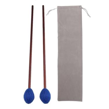Imagem de Cabos de bordo e cabeça de fio de lã azul teclado macio marimba mallets pacote com 2