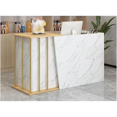Imagem de Balcão de recepção simples e moderno supermercado loja de conveniência hotel pequeno bar salão de beleza loja de roupas caixa balcão de caixa para salão recepção R, mármore, 100 cm/39,37 pol