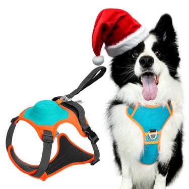 Imagem de Peitoral para cães com coleira retrátil, colete grande e médio 2 em 1 com função de parada automática integrada, 168 kg de arnês ajustável para passear com cães - GG, conjunto de coleira para cães sem