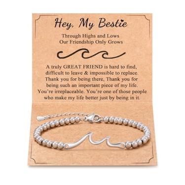 Imagem de Tarsus Presente para amigos, The Waves of Life We've Through Together, ideia de presentes de amizade para mulheres, pulseira de onda para melhor amiga, melhor amiga, alma, irmã, presentes de