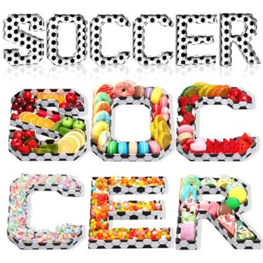 Imagem de Teenyyou 6 peças de carta de papelão para festa de futebol para charcutaria preenchível carta de papelão papel de futebol machê bandeja de servir esportes aniversário caixa de presente decoração para