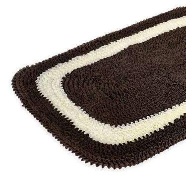 Imagem de Tapete Multiuso 60cm x 40cm Frufru Malha Gel Decoração Avulso (TABACO - PALHA)