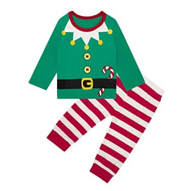 Imagem de Kewlent Roupa De Natal Bebê Menino Menina Roupas Fantasias De Elfo Conjunto De Calça Manga Longa (Verde, 18-24 Meses)
