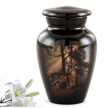 Imagem de SILENT GOODBYES urna de lembrança de veado - urna de compartilhamento de caça de veado artesanal - mini urna de fanfarrão - urna de cremação de lembrança funerária e memorial para cinzas hum